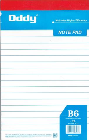 Oddy Note Pad B6 (Size 22 No) (80 Pages)