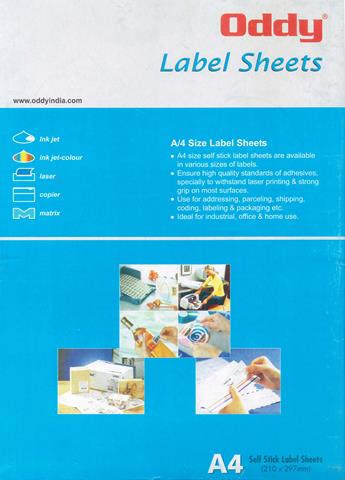 Oddy Label Sheet A4 Size 100 Sheets (6 Labels Per Sheet)