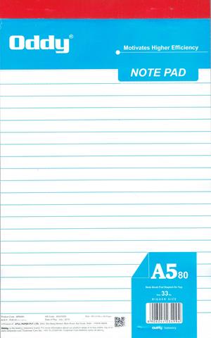 Oddy Note Pad A5 (Size 33 No) (160 Pages)