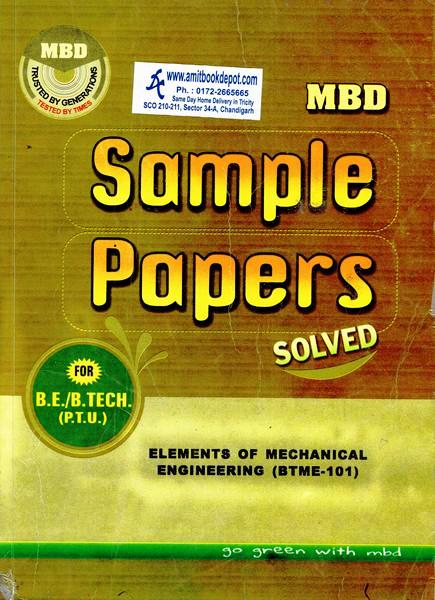 MBD Sample Paper Elements of Mechanical Engineering for BE and BTech 1st Year PTU