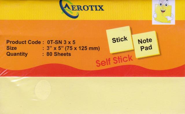 Aerotix Sticky Notes (3 x 5 Inch) 80 Sheets