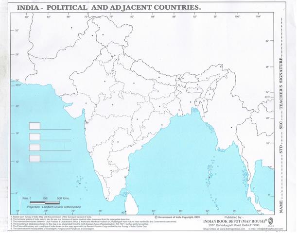 India Political and Adjacent Countries Map