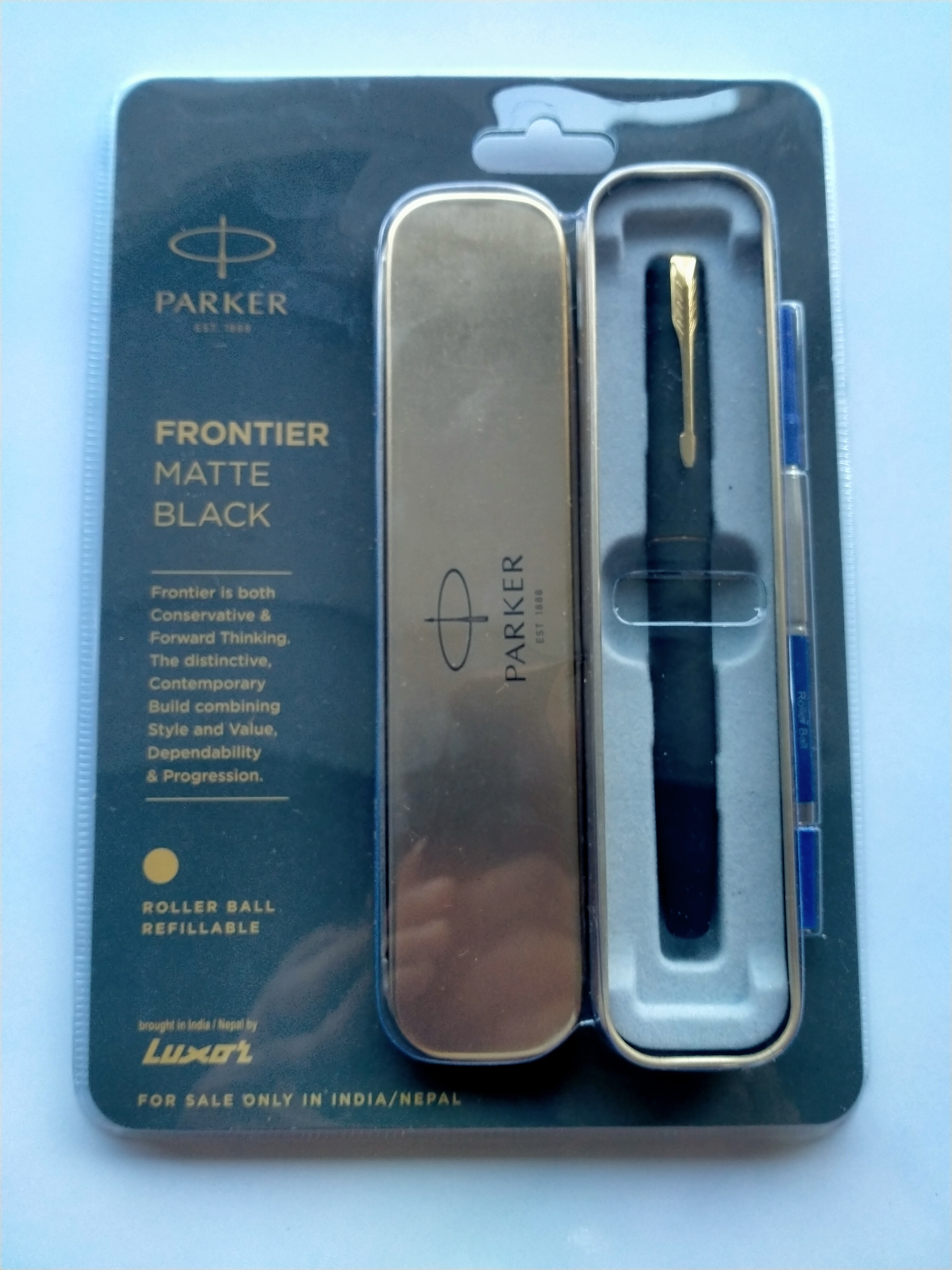 Parker Frontier Matte Black Ball Pen with Gold Clip