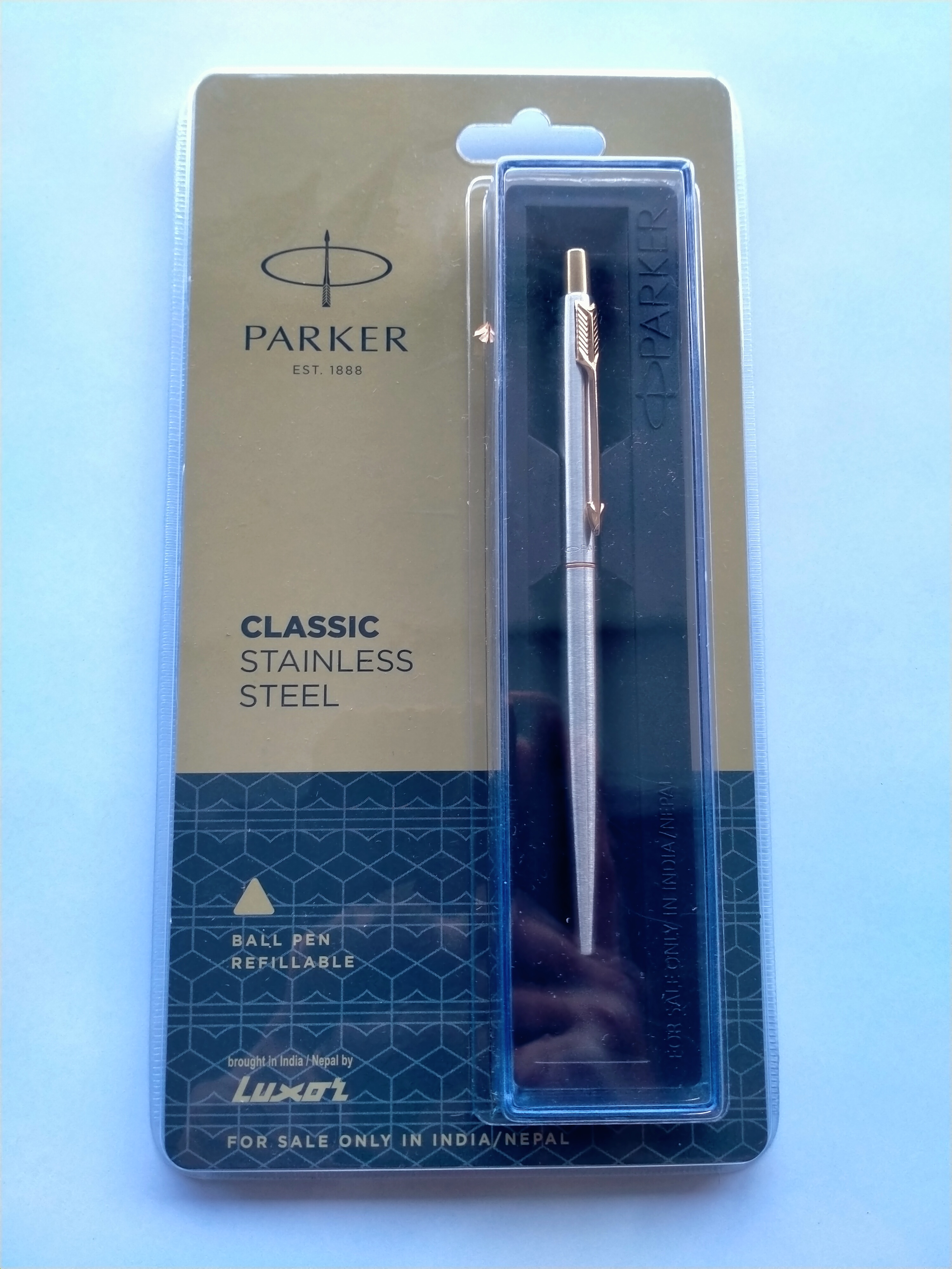 Parker Classic Stainless Steel Ball Pen with Gold Clip